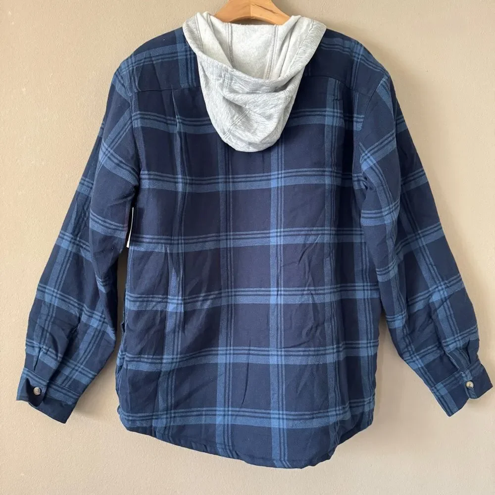 NWT Wrangler Men's Flannel Quilted Shacket Hoodie Size M